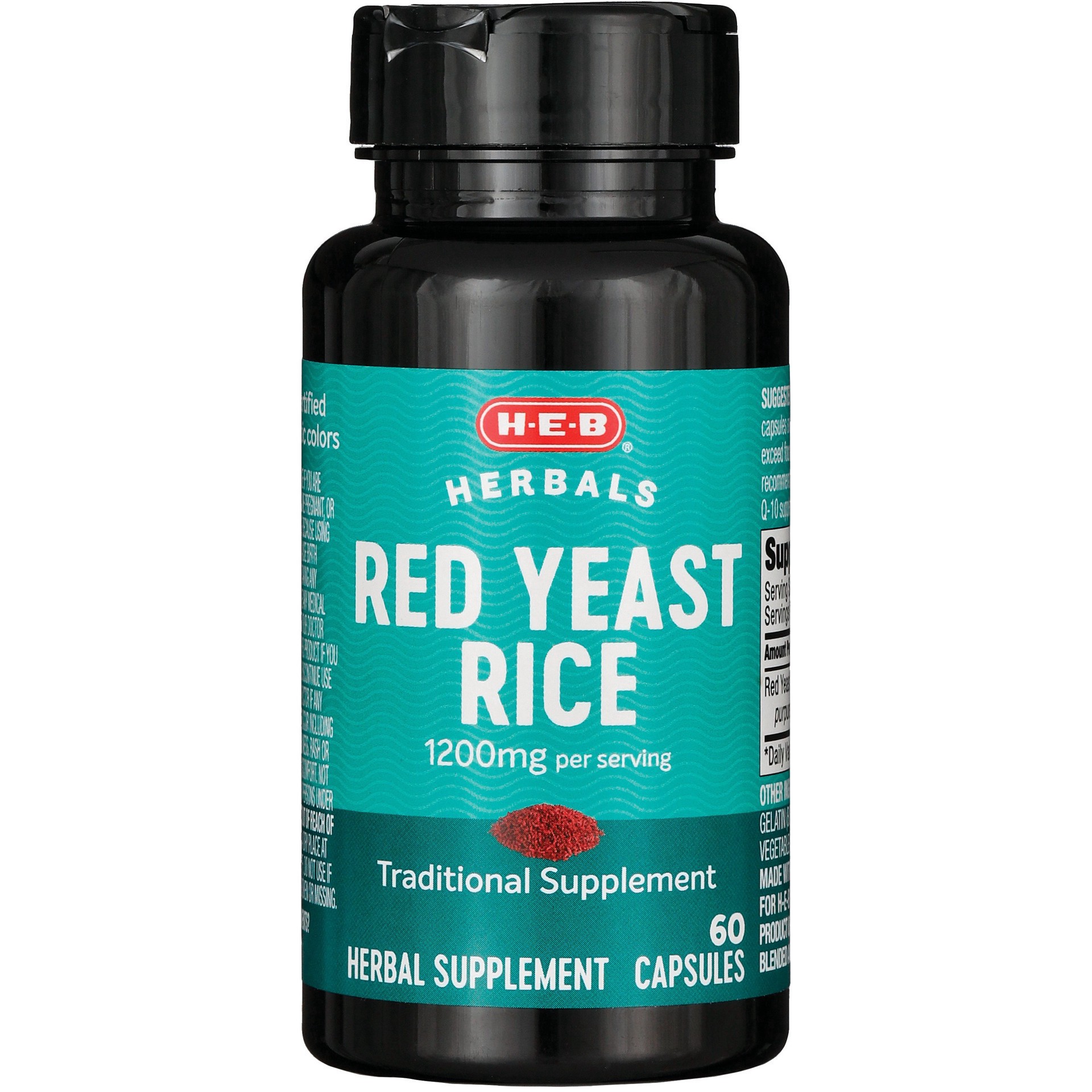 slide 1 of 1, H-E-B Herbals Red Yeast Rice 1,200 mg Capsules, 60 ct