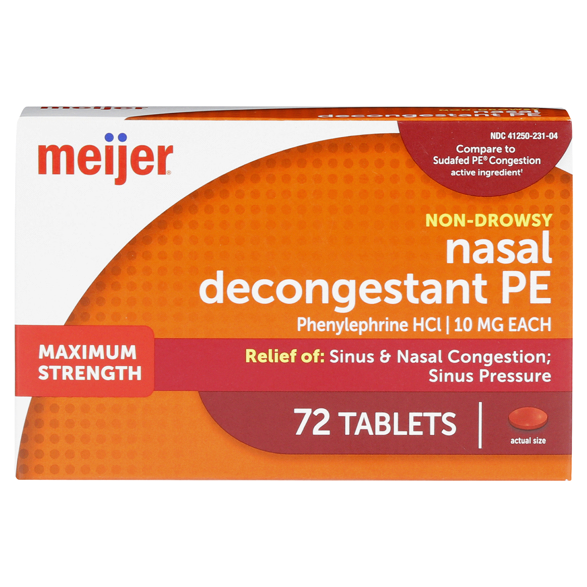 slide 1 of 2, Meijer Nasal Decongestion PE Tablets, 72 ct
