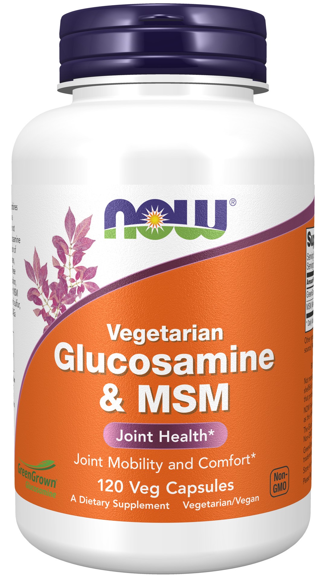 slide 1 of 4, NOW Glucosamine & MSM (Vegetarian) - 120 Veg Capsules, 120 ct