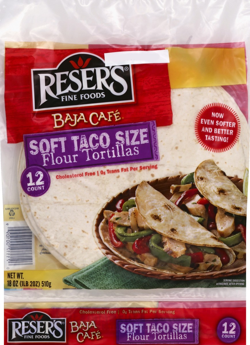 slide 5 of 5, Reser's Baja Cafe Soft Taco Size 12 Ct Flour Tortillas 18 Oz Bag, 