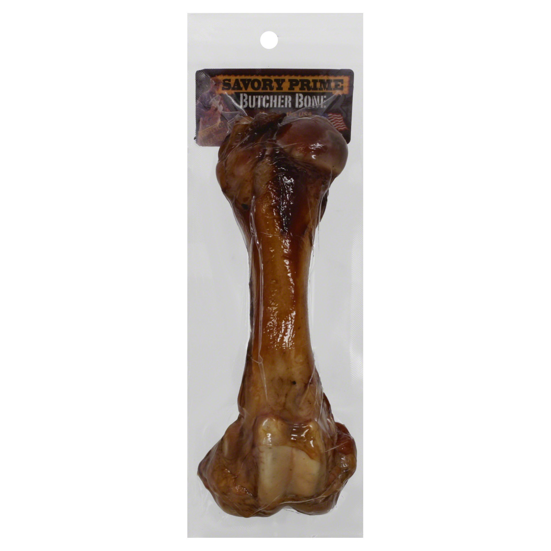 slide 1 of 3, Savory Prime Butcher Bone Dog Treat Ham, 1 ct