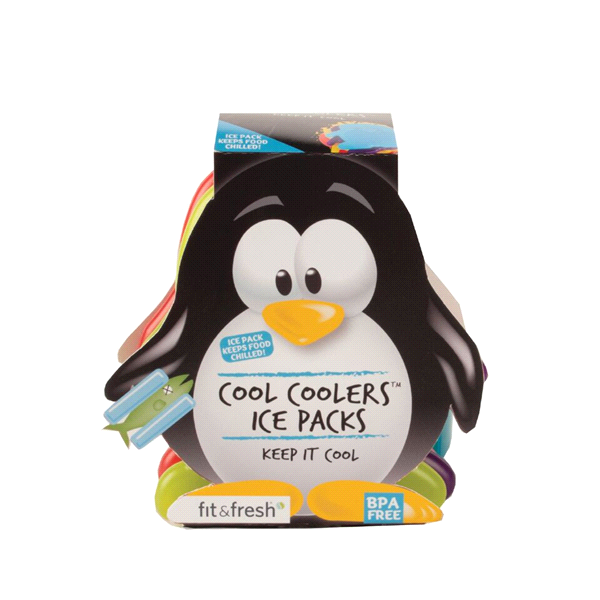 slide 1 of 1, Fit & Fresh Cool Cooler Penguin Ice, 4 ct