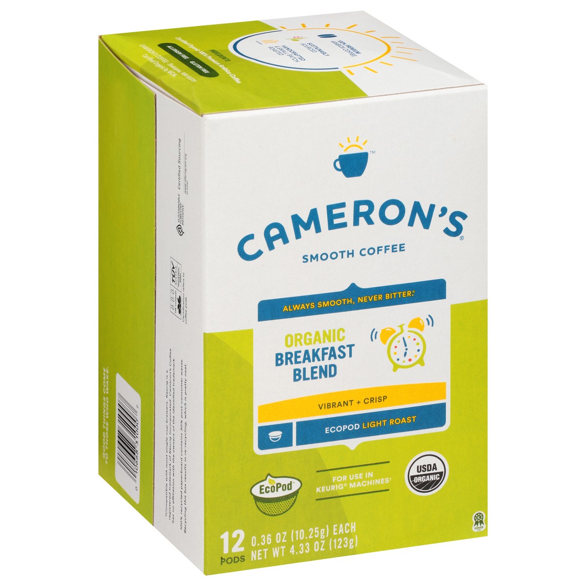 slide 11 of 13, Cameron's Coffee Single Serve Pods, Organic Breakfast Blend, 12 Count, 4.33 oz