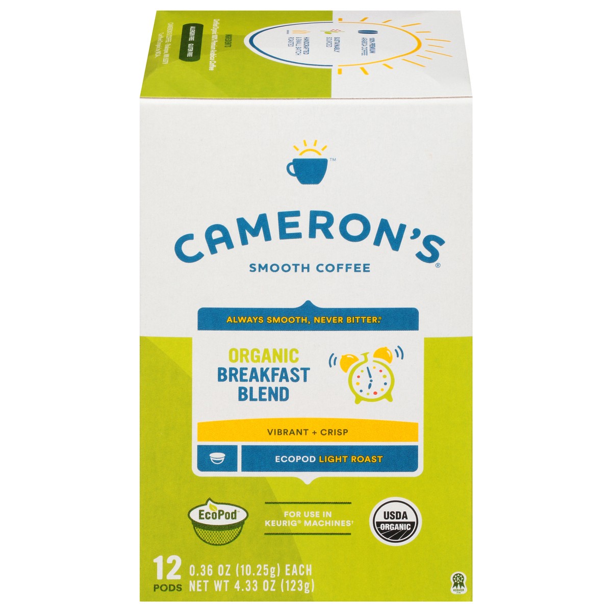 slide 6 of 13, Cameron's Ecopod Light Roast Organic Breakfast Blend Coffee 12 - 0.36 oz Pods, 12 ct
