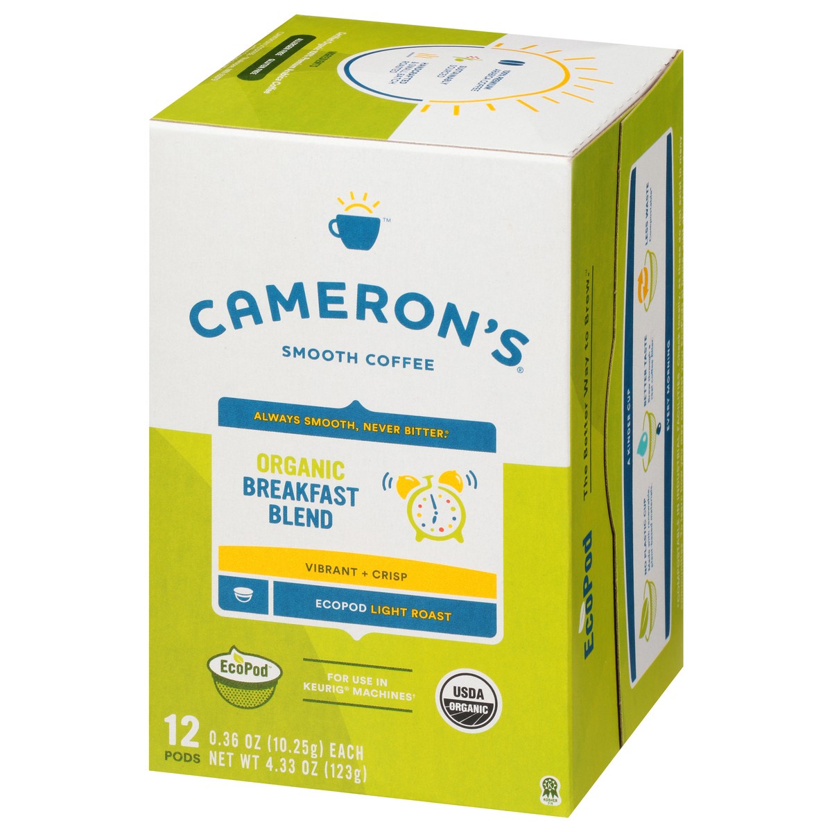 slide 12 of 13, Cameron's Coffee Single Serve Pods, Organic Breakfast Blend, 12 Count, 4.33 oz