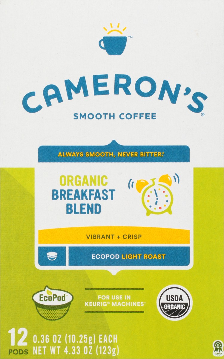 slide 11 of 13, Cameron's Ecopod Light Roast Organic Breakfast Blend Coffee 12 - 0.36 oz Pods, 12 ct