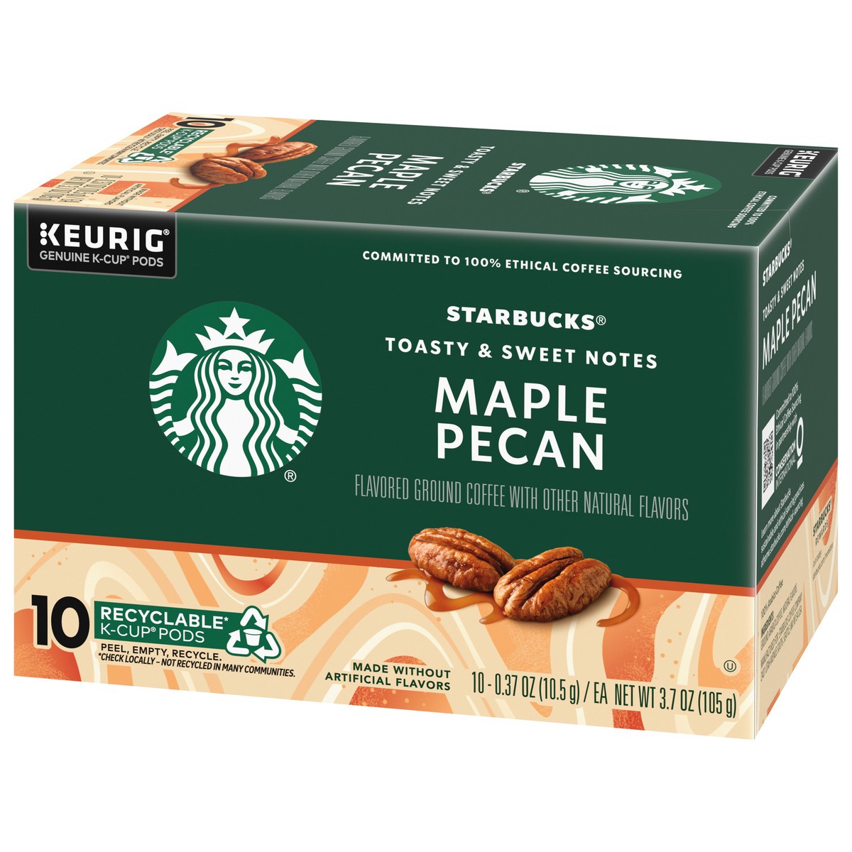 slide 6 of 8, Starbucks Coffee K-Cup Pods, Maple Pecan Flavored Coffee, Naturally Flavored, 100% Arabica, 1 box (10 pods), 3.7 oz