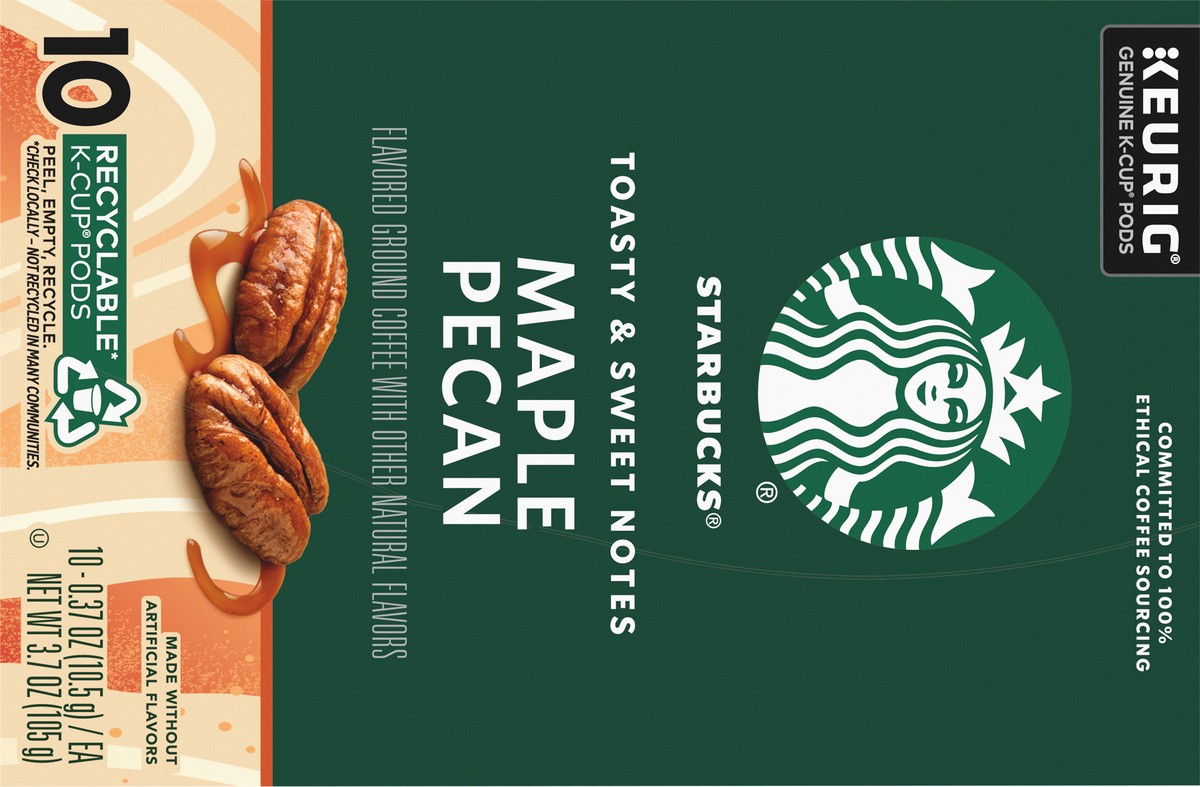 slide 4 of 8, Starbucks Coffee K-Cup Pods, Maple Pecan Flavored Coffee, Naturally Flavored, 100% Arabica, 1 box (10 pods), 3.7 oz