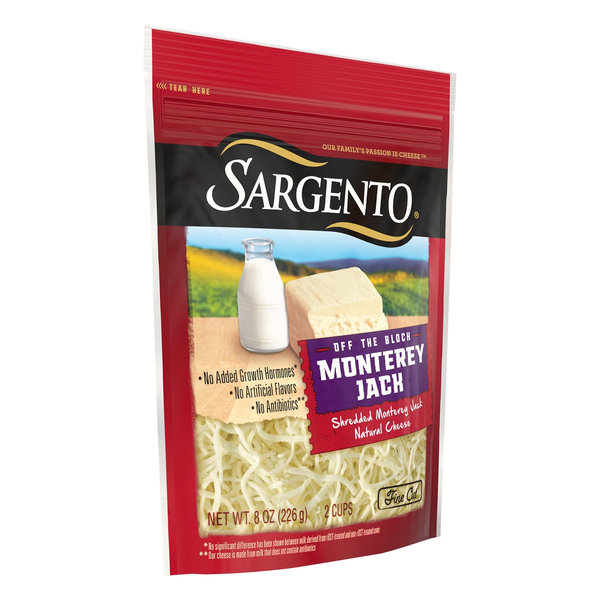 slide 8 of 9, Sargento Off The Block Fine Cut Shredded Monterey Jack Cheese, 8 oz