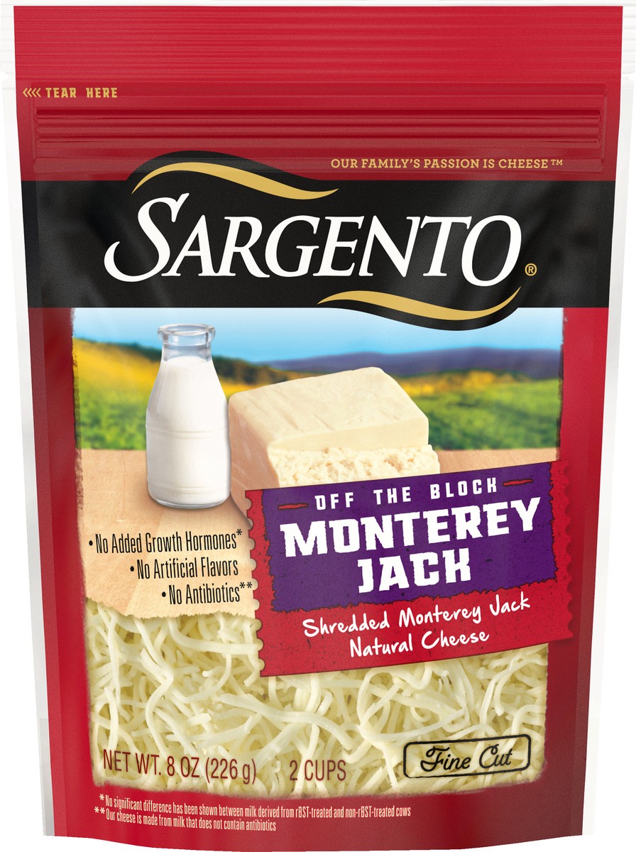 slide 2 of 9, Sargento Off The Block Fine Cut Shredded Monterey Jack Cheese, 8 oz