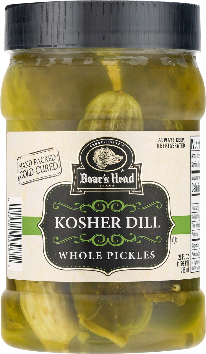 slide 9 of 11, Boar's Head Pickles, Kosher Dill, Whole, 26 oz