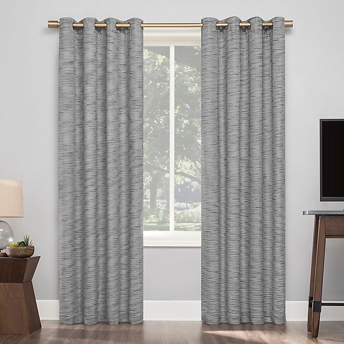 slide 1 of 9, Sun Zero Kamali Textured Strie Thermal Extreme Blackout Curtain - Gray (Single), 96 in