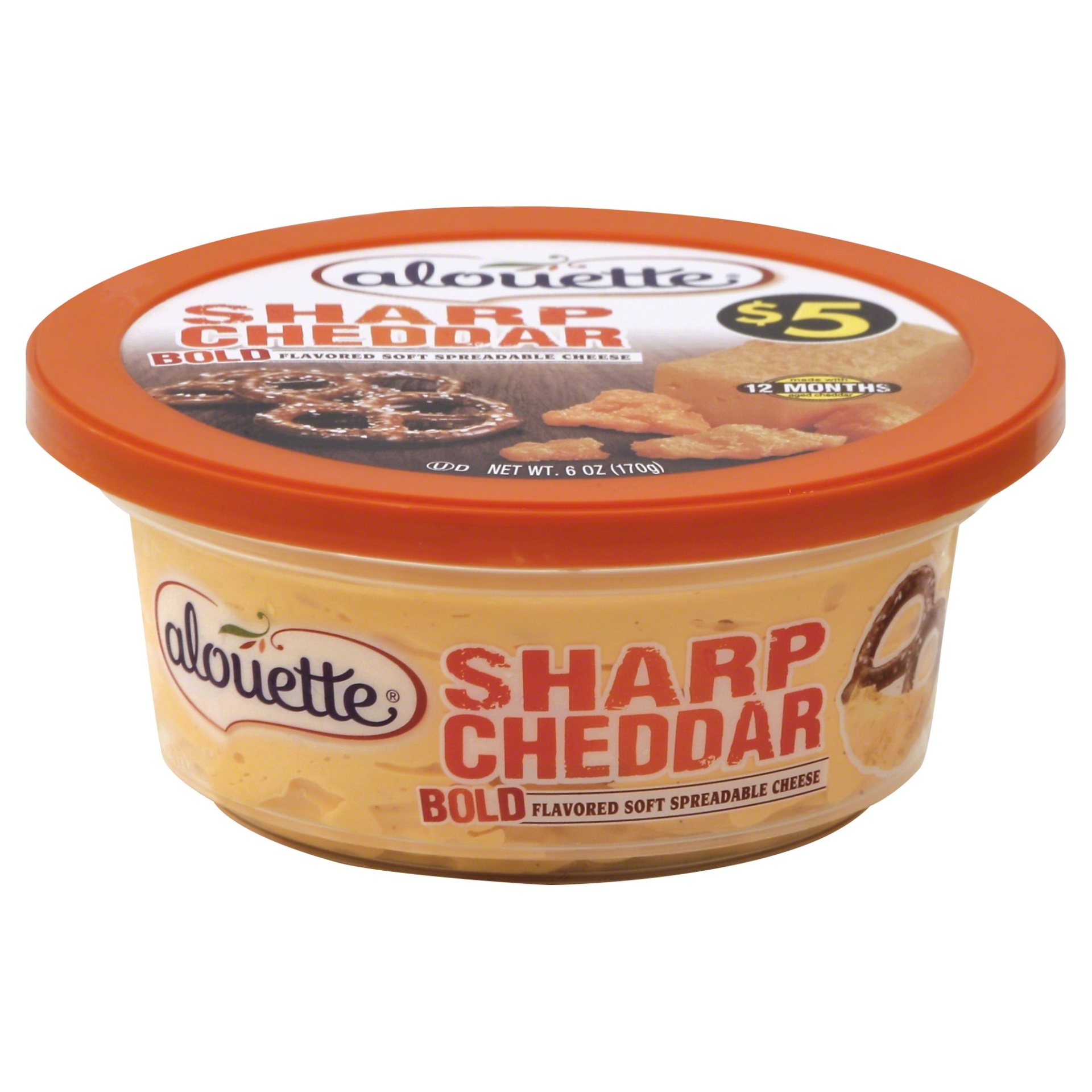 slide 1 of 6, Alouette Sharp Cheddar Cheese Spread, 6 oz