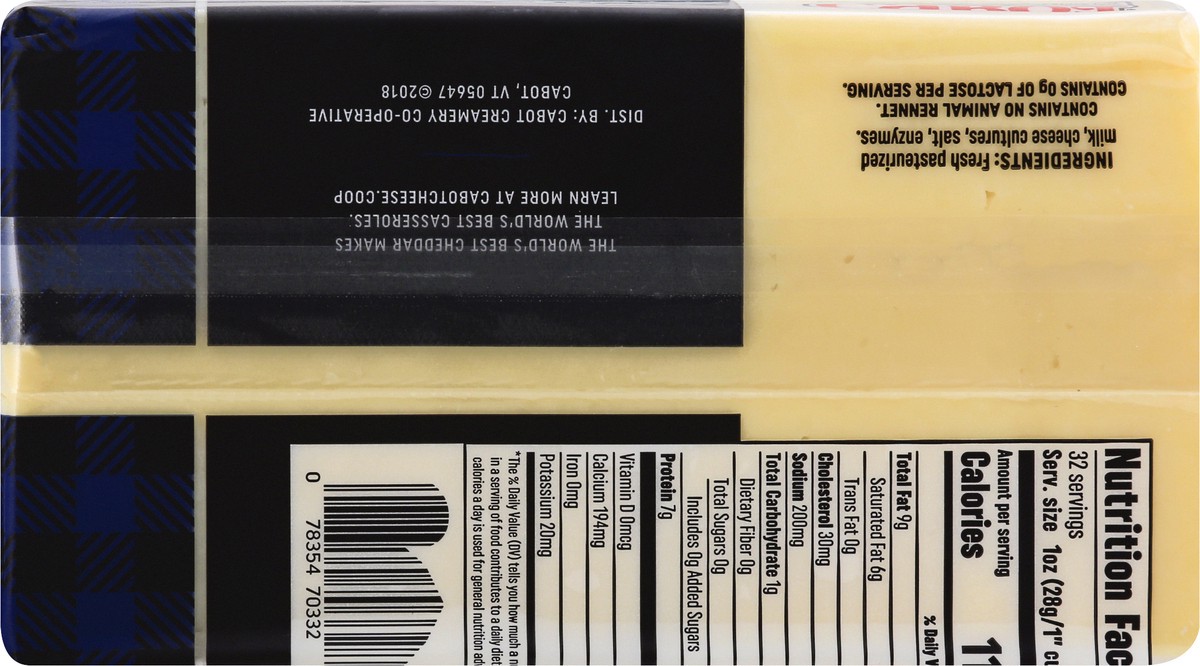 slide 9 of 10, Cabot Extra Sharp White Cheddar Cheese, 2 lb
