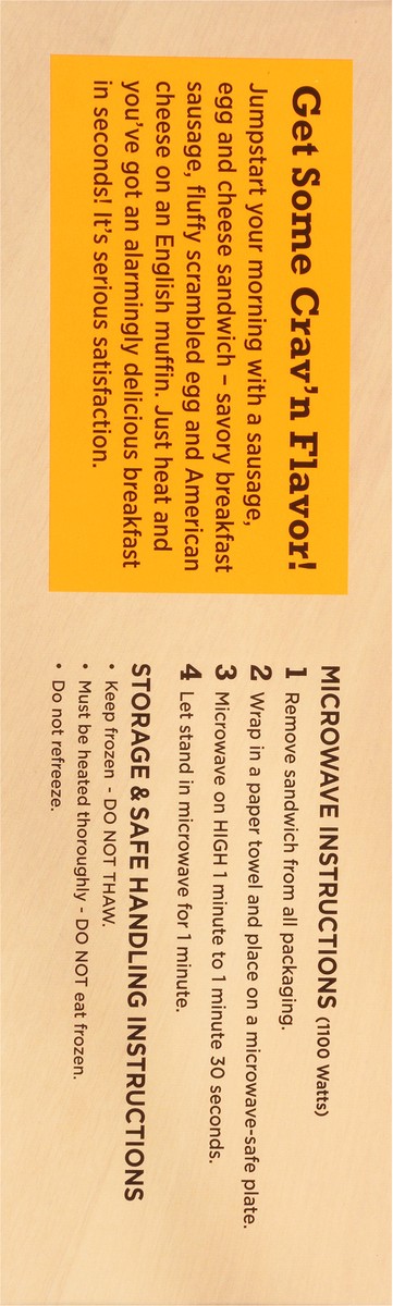 slide 8 of 19, Crav'n Flavor Sausage, Egg & Cheese Muffin Breakfast Sandwiches Single Pack 2 ea, 2 ct