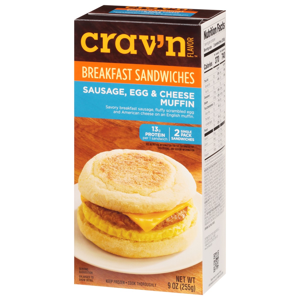 slide 14 of 19, Crav'n Flavor Sausage, Egg & Cheese Muffin Breakfast Sandwiches Single Pack 2 ea, 2 ct