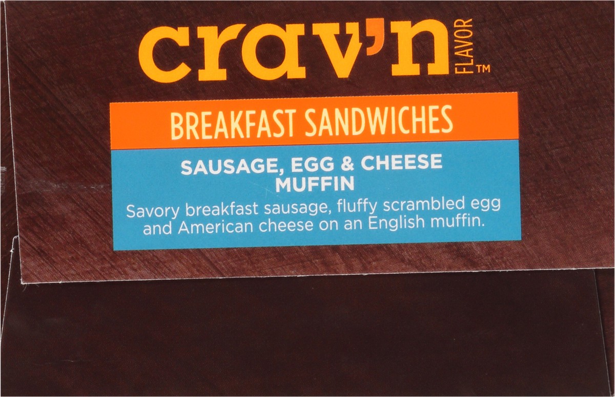 slide 7 of 19, Crav'n Flavor Sausage, Egg & Cheese Muffin Breakfast Sandwiches Single Pack 2 ea, 2 ct
