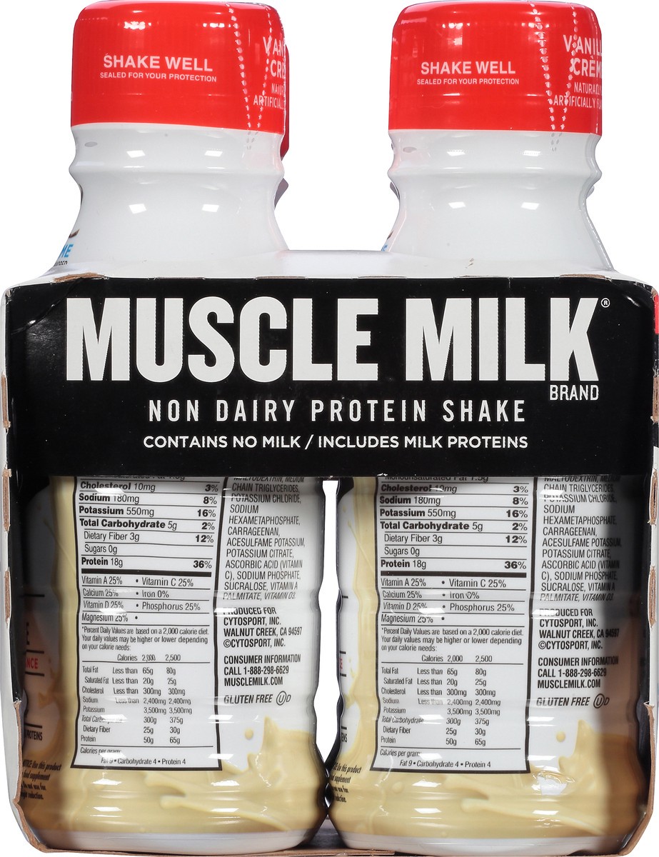 slide 3 of 13, Muscle Milk Non-Dairy Genuine Vanilla Creme Protein Shake 4 ea, 4 ct