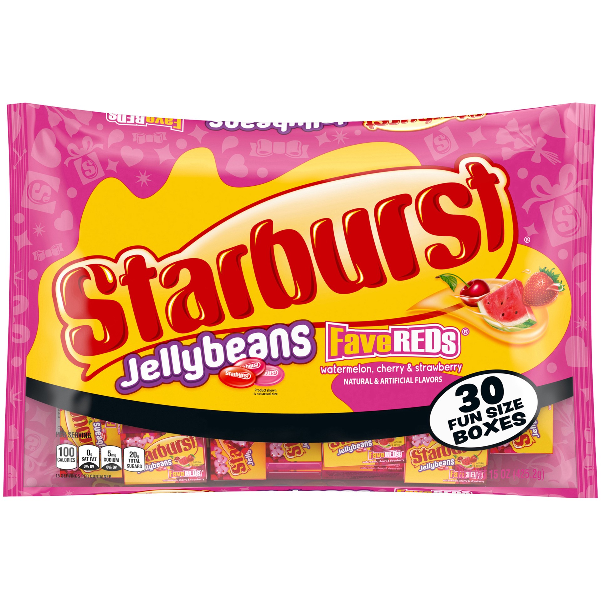 slide 1 of 9, STARBURST FaveReds Valentine's Day Candy Jellybeans, 15-Ounce Bag, 15 oz