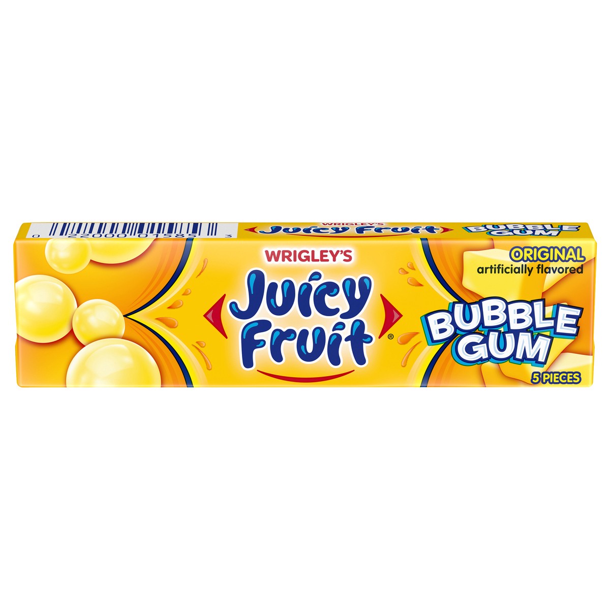 slide 1 of 5, JUICY FRUIT Original Sugar Free Bubble Gum, 5-Piece Single Pack, 5 ct