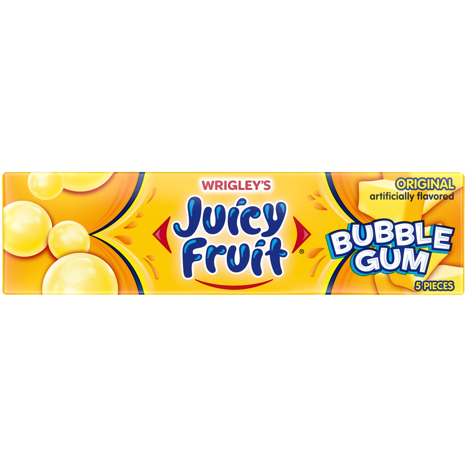 slide 1 of 5, JUICY FRUIT Original Bubble Gum, 5-Piece Single Pack, 5 pc