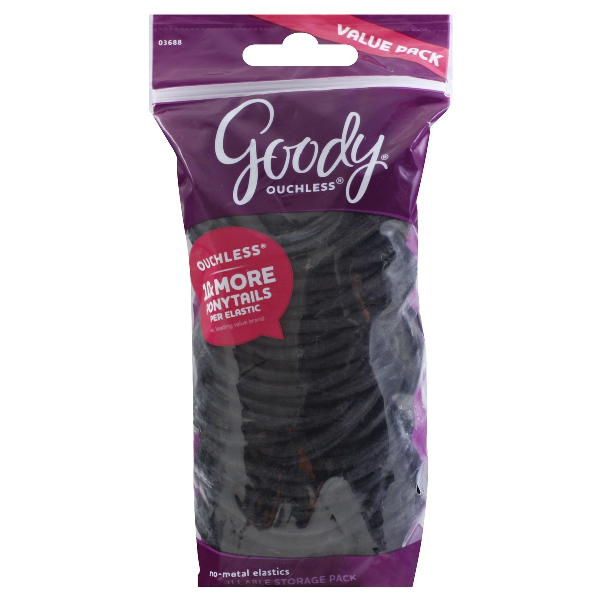 slide 1 of 1, Goody Elastics, No-Metal, Value Pack, 70 ct