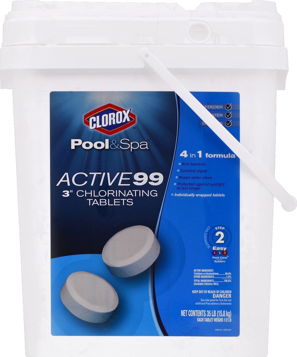 slide 4 of 4, Clorox Pool&Spa Active99 Chlorinating Tablets, 35 lb