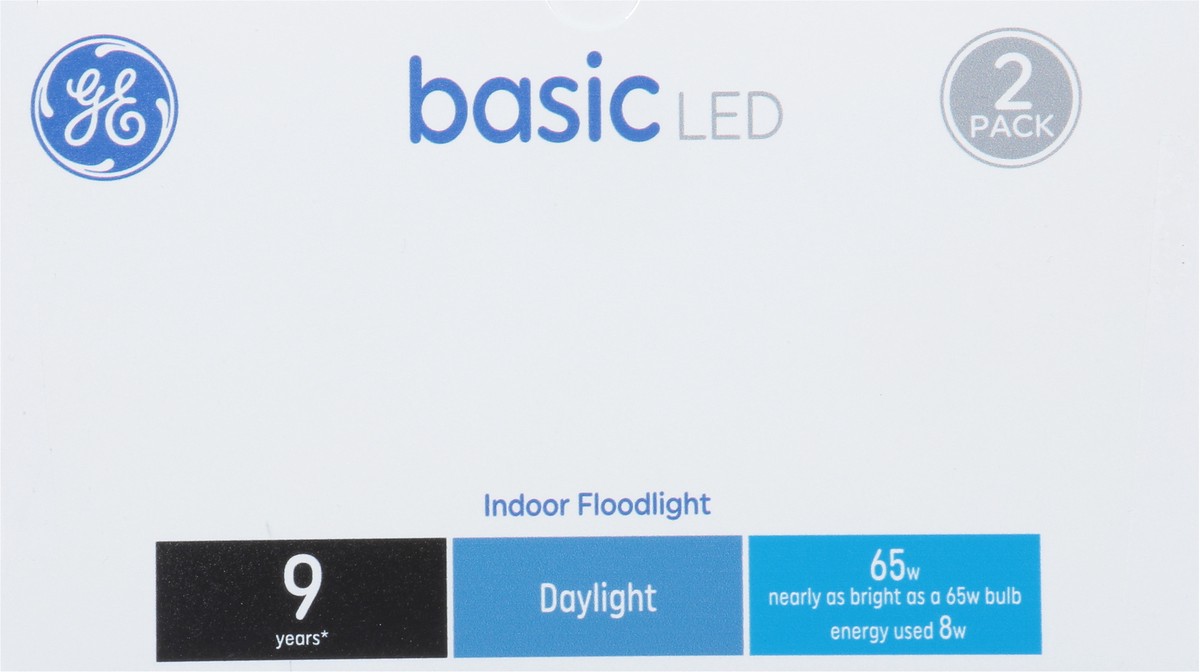 slide 9 of 9, GE Basic 65 Watts Daylight Indoor Floodlight LED Light Bulbs 2 Pack 2 ea, 2 ct