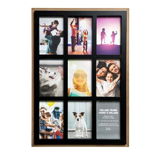 slide 1 of 5, 9 Opening 4" X 6" Black & Brown Collage Frame By Studio Decor, 4 in x 6 in