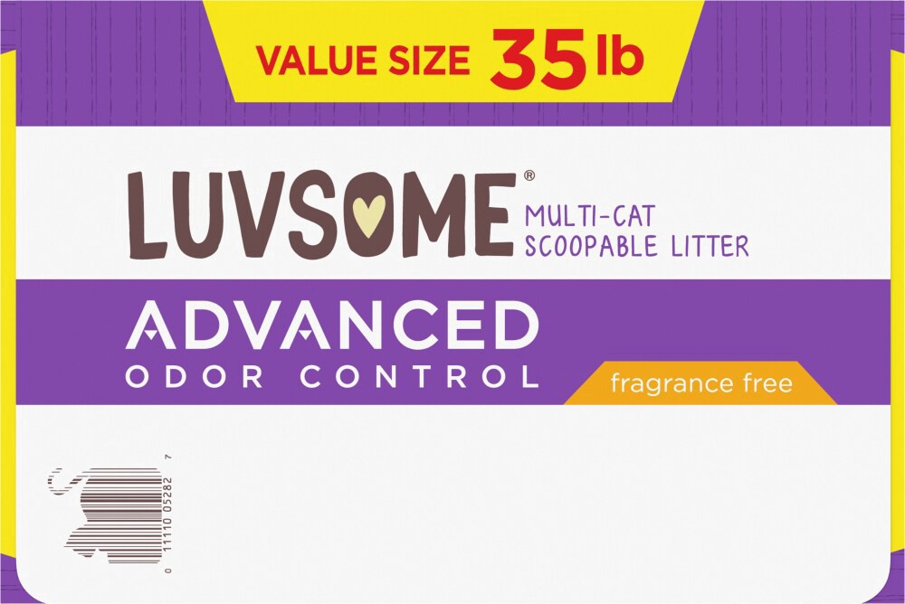 slide 4 of 6, Luvsome Advanced Odor Control Fragrance Free Multicat Scoopable Litter, 35 lb