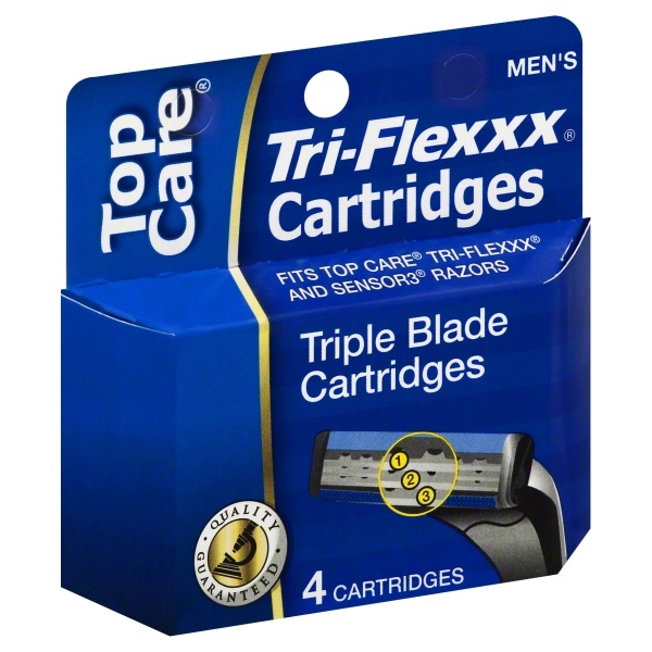 slide 1 of 6, TopCare Razor Tri Flex Cartri, 4 ct