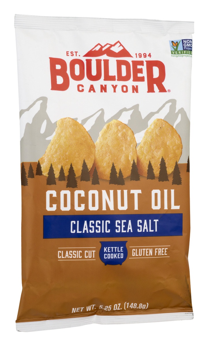 slide 2 of 11, Boulder Canyon Coconut Oil Kettle Cooked Potato Chips With Sea Salt, 5.25 oz