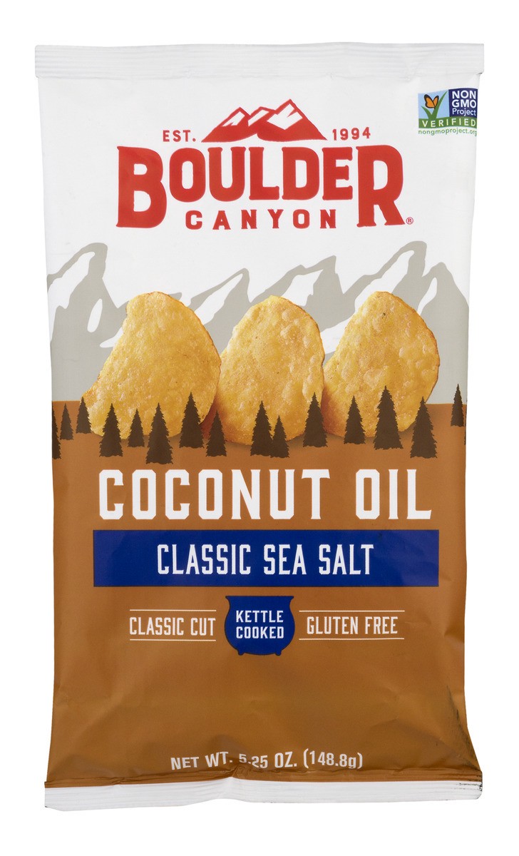 slide 1 of 11, Boulder Canyon Coconut Oil Kettle Cooked Potato Chips With Sea Salt, 5.25 oz