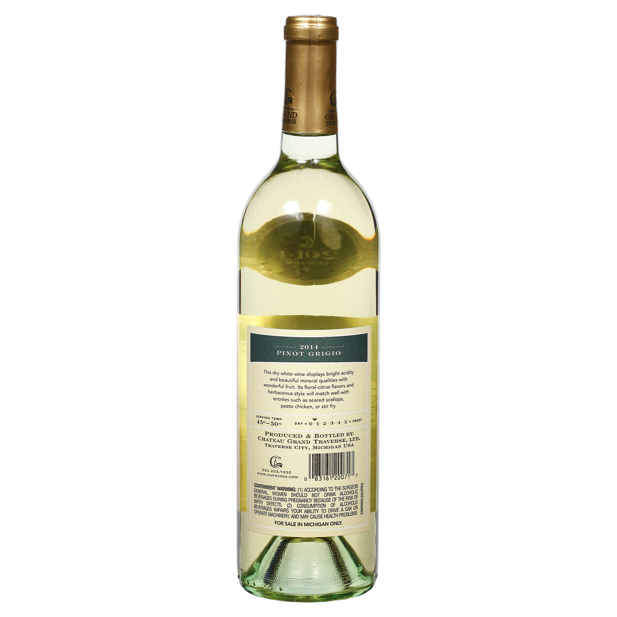 slide 2 of 2, Chateau Grand Traverse Pinot Grigio, 750 ml