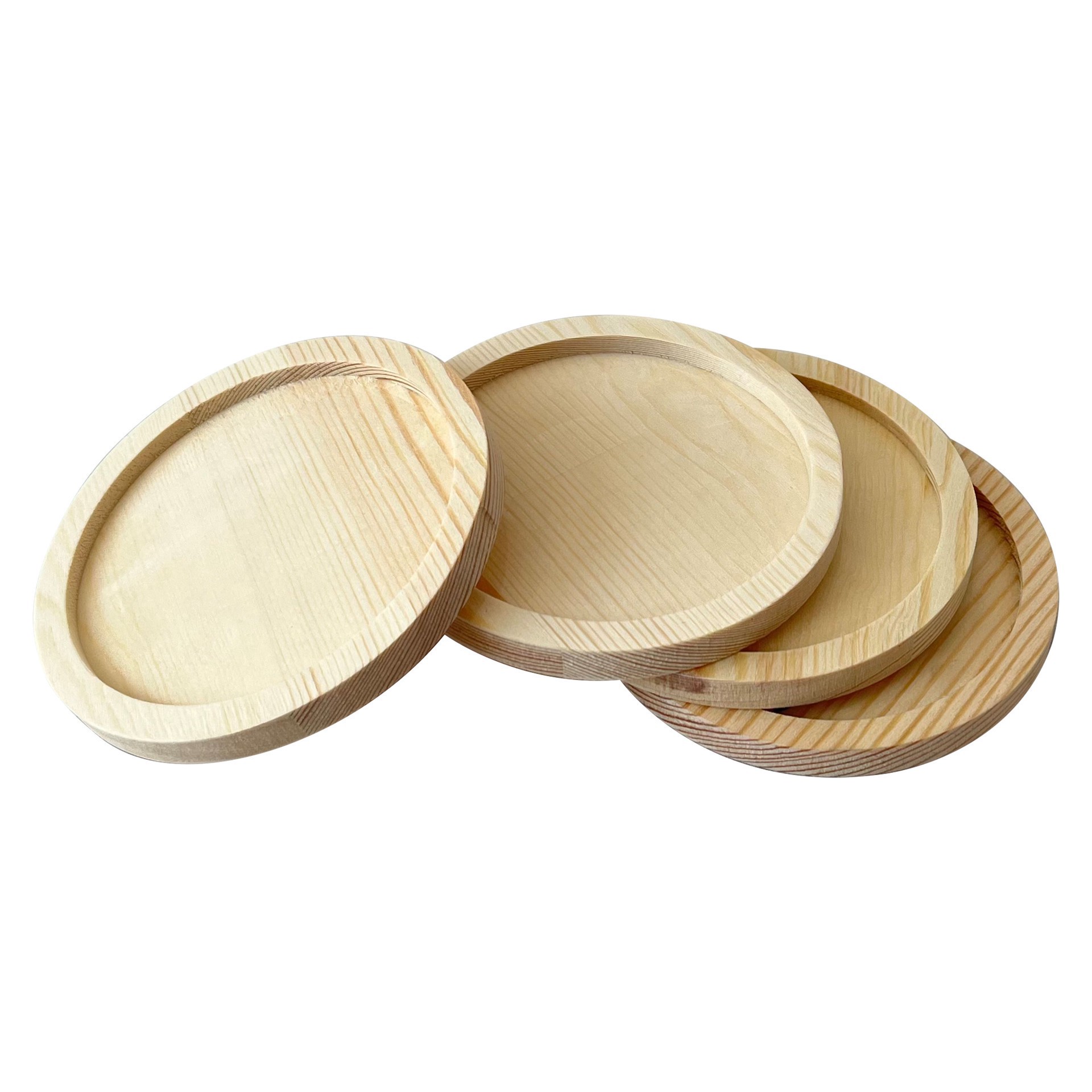 slide 3 of 4, Round Welled Pinewood Coasters, 4ct. By Make Market, 4 ct