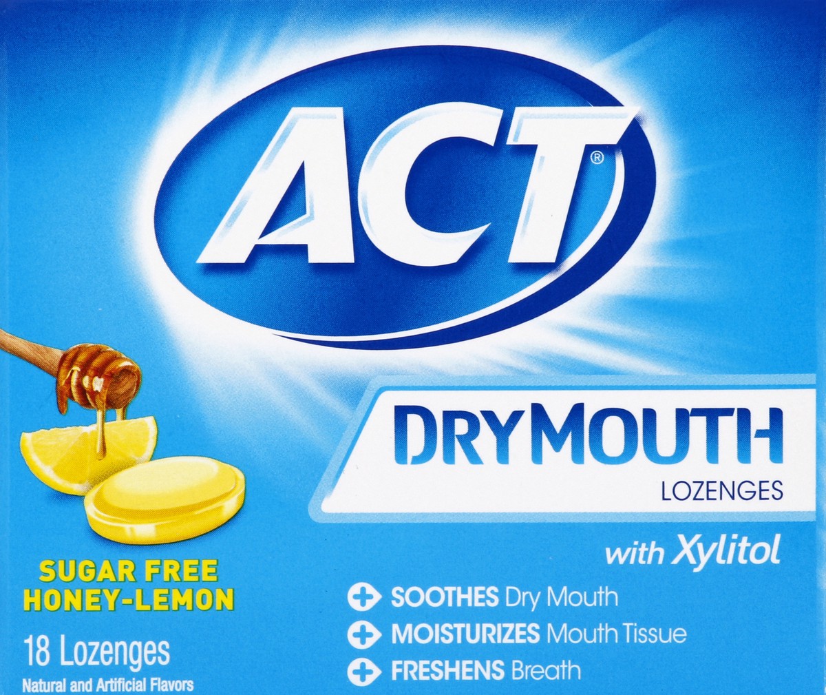 slide 4 of 6, ACT Dry Mouth Honey-Lemon Lozenges 18 ea, 18 ct
