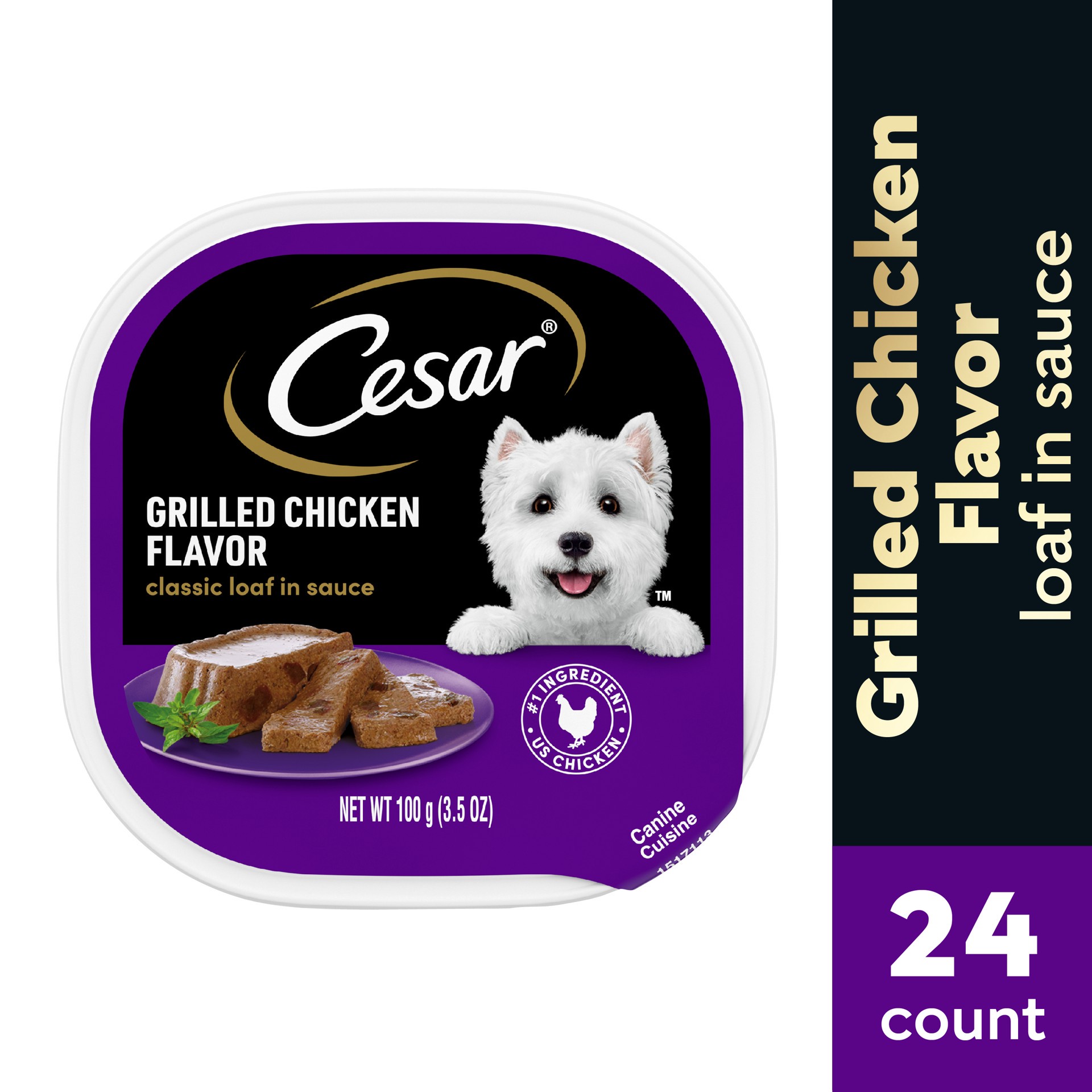 slide 1 of 5, Cesar® grilled chicken wet dog food, 3.5 oz