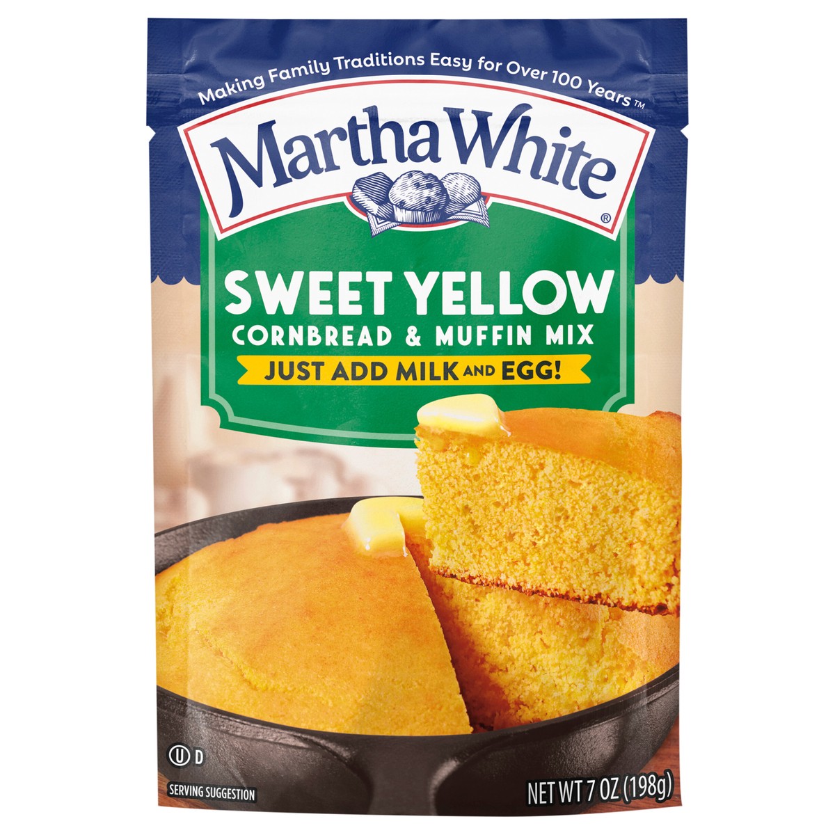 slide 1 of 9, Martha White Sweet Yellow Cornbread Mix, 7 oz Pouch, 7 oz