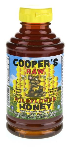 slide 1 of 1, Cooper's Honey Cooper's Raw Wildflower Honey, 24 oz