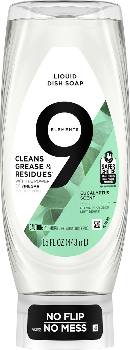 slide 3 of 3, 9 Elements EZ Squeeze Dish Soap, Eucalyptus Scent, 15 oz Bottle, 15 fl oz