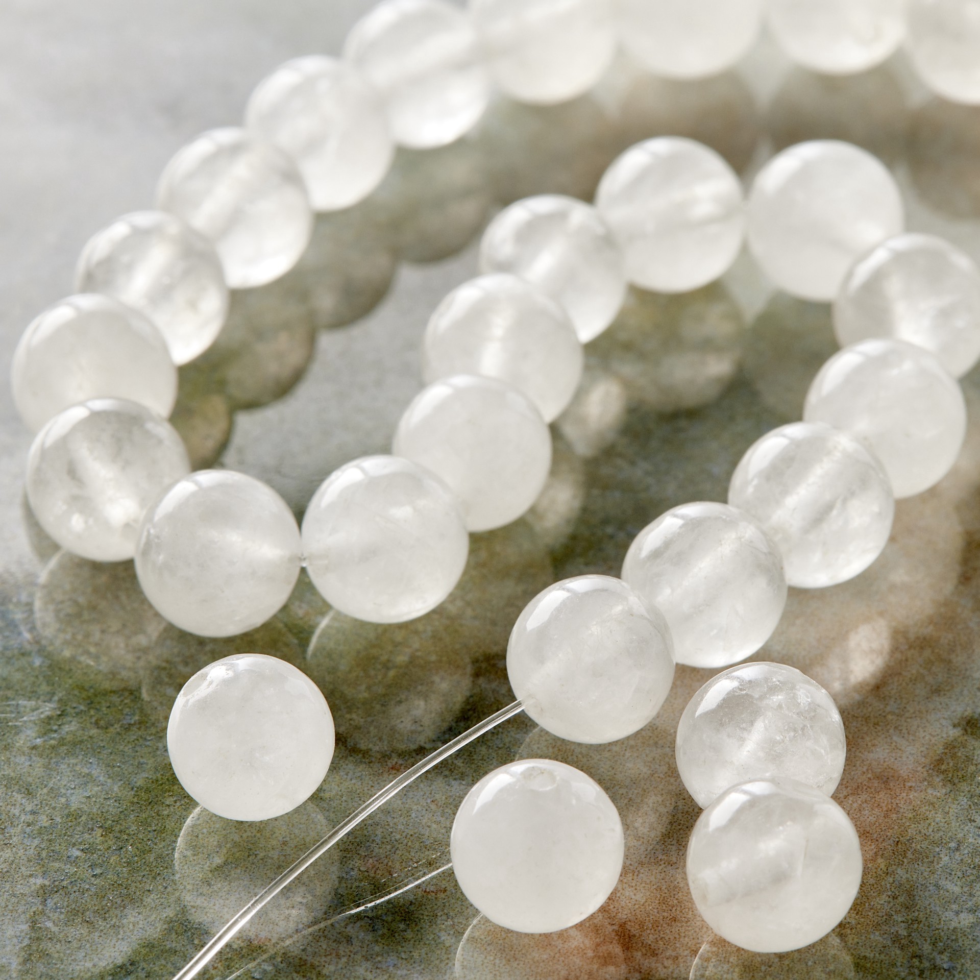 slide 2 of 4, White Quartzite Round Beads, 8mm By Bead Landing, 8mm
