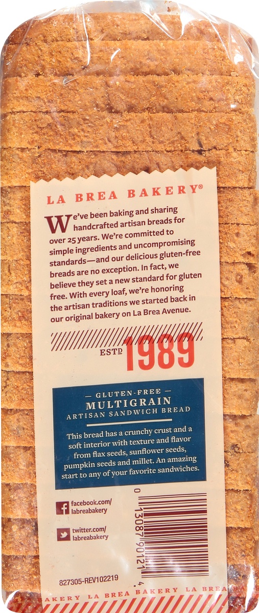 slide 10 of 10, La Brea Bakery Gluten Free Multigrain Sandwich Bread, 13 oz