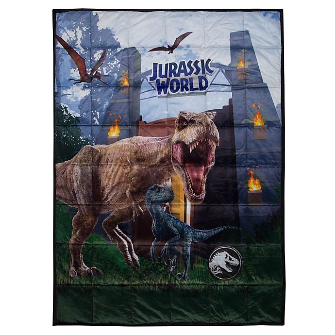 slide 1 of 6, Jurassic World Reversible Weighted Blanket - Grey/Black, 36 in x 48 in