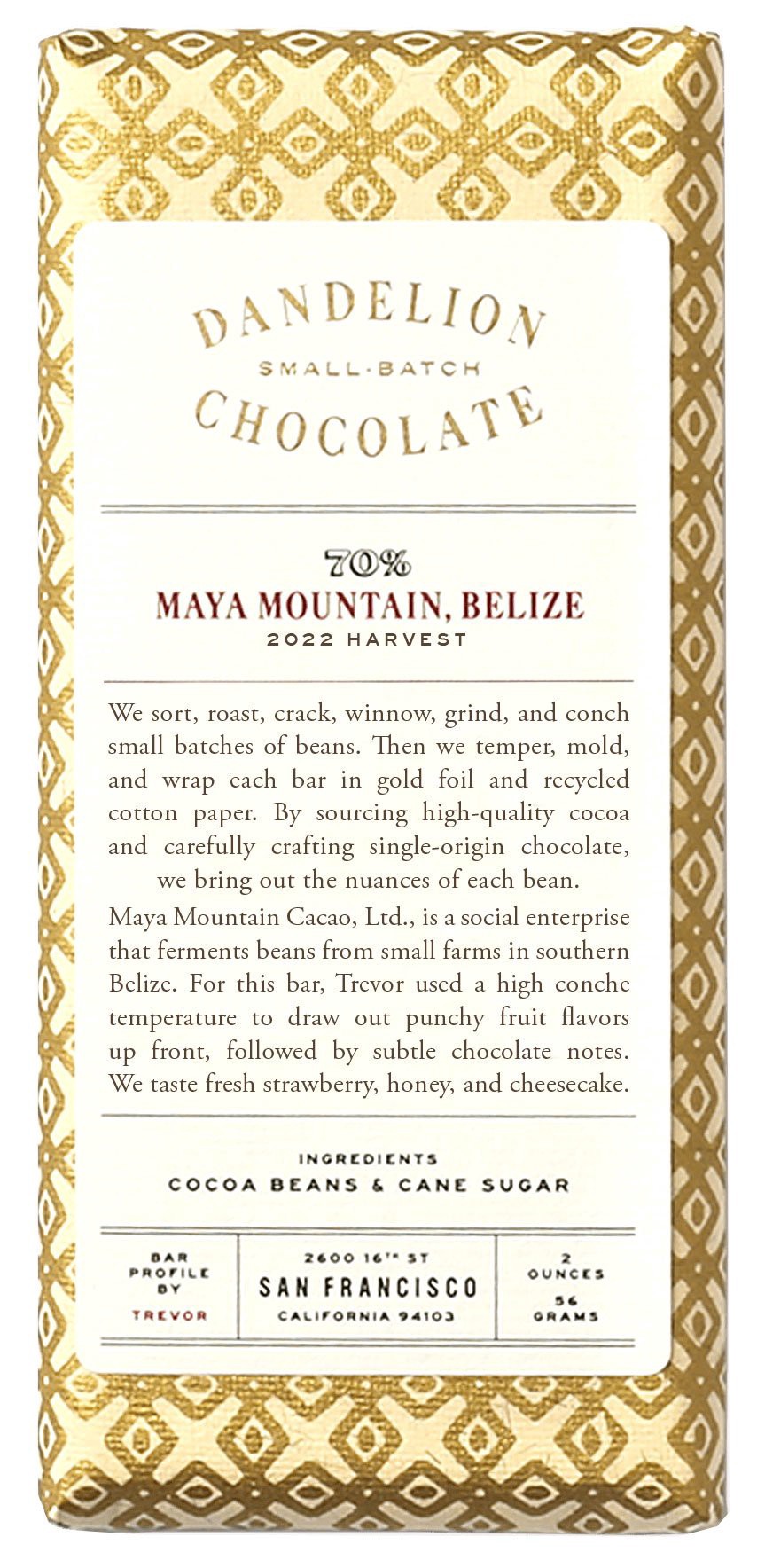 slide 1 of 1, Dandelion Chocolate Maya Mountain, Belize 70% Chocolate Bar, 2 oz
