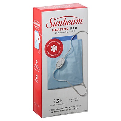 slide 1 of 1, Sunbeam Heating Pad, With Cover, Vinyl, Light Blue, Standard Size, 1 ct