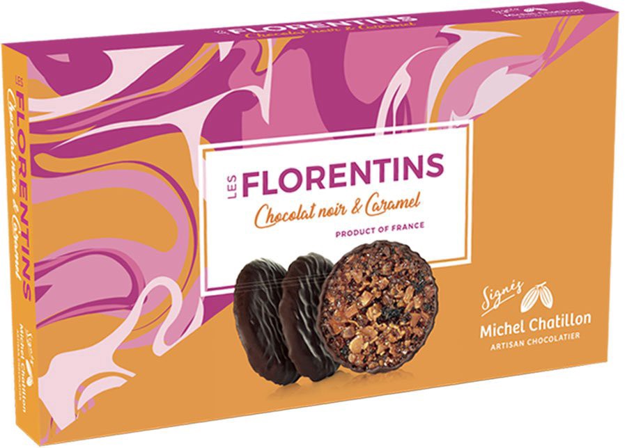 slide 1 of 1, Michel Chatillon Salted Butter Caramel and Dark Chocolate Florentines, 3.53 oz