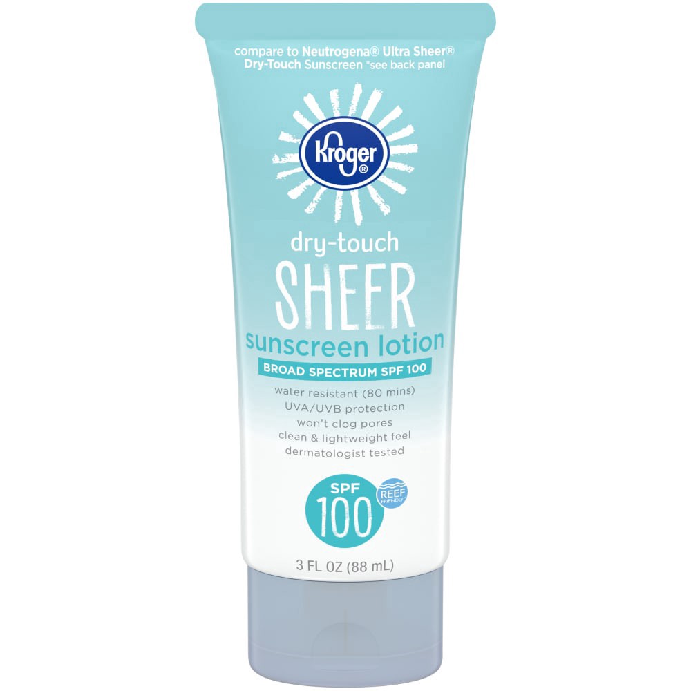 slide 2 of 3, Kroger Broad Spectrum Spf 100 Dry-Touch Sheer Sunscreen Lotion, 3 fl oz