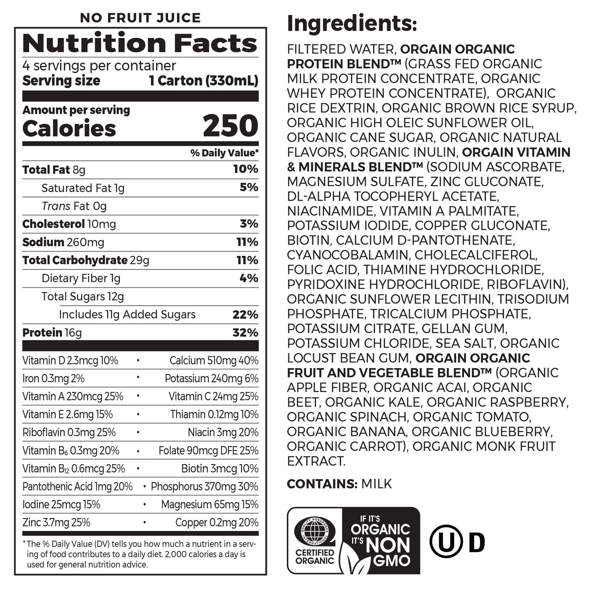 slide 6 of 7, Orgain Organic Nutrition Shake, Grass Fed Protein, Iced Café Mocha - 44 fl oz, 4 ct