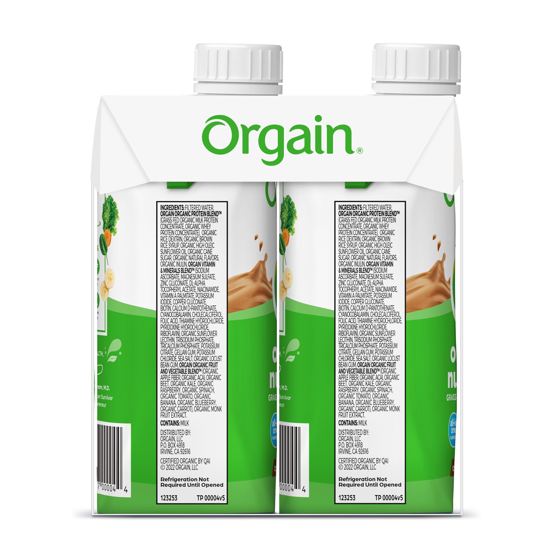 slide 4 of 7, Orgain Organic Nutrition Shake, Grass Fed Protein, Iced Café Mocha - 44 fl oz, 4 ct