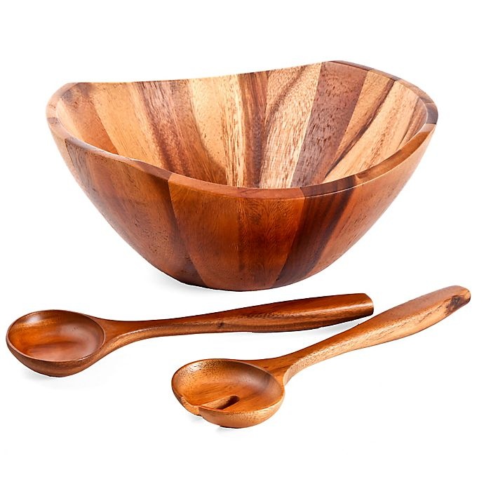 slide 1 of 1, B. Smith Wooden Salad Set, 3 ct